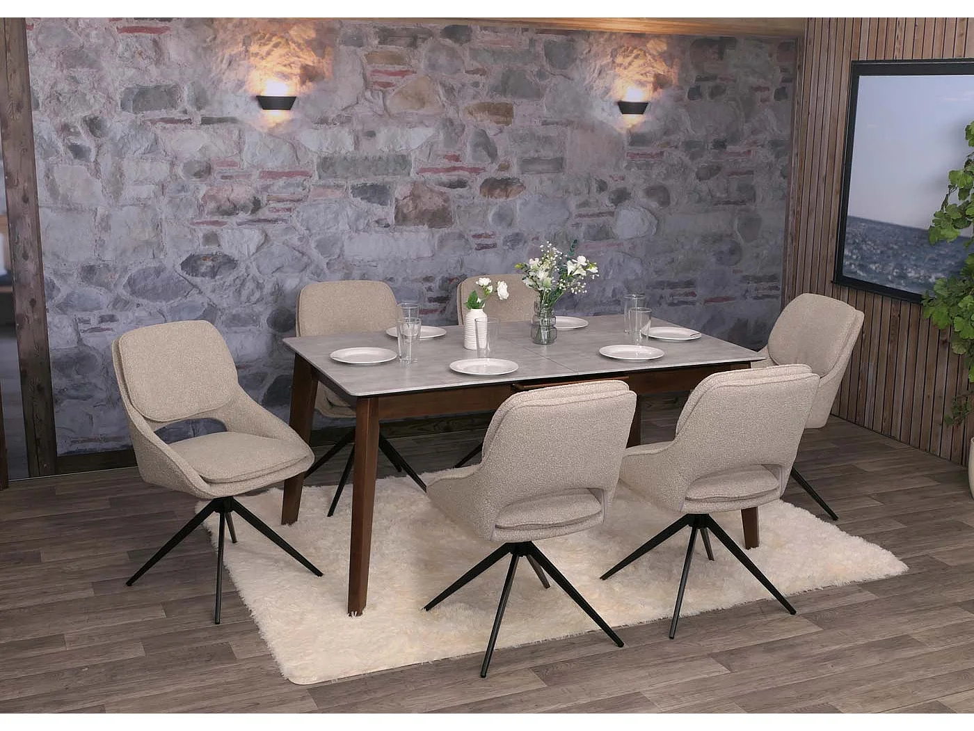 Eetkamerstoel MCW-N73 (set van 2),  beige