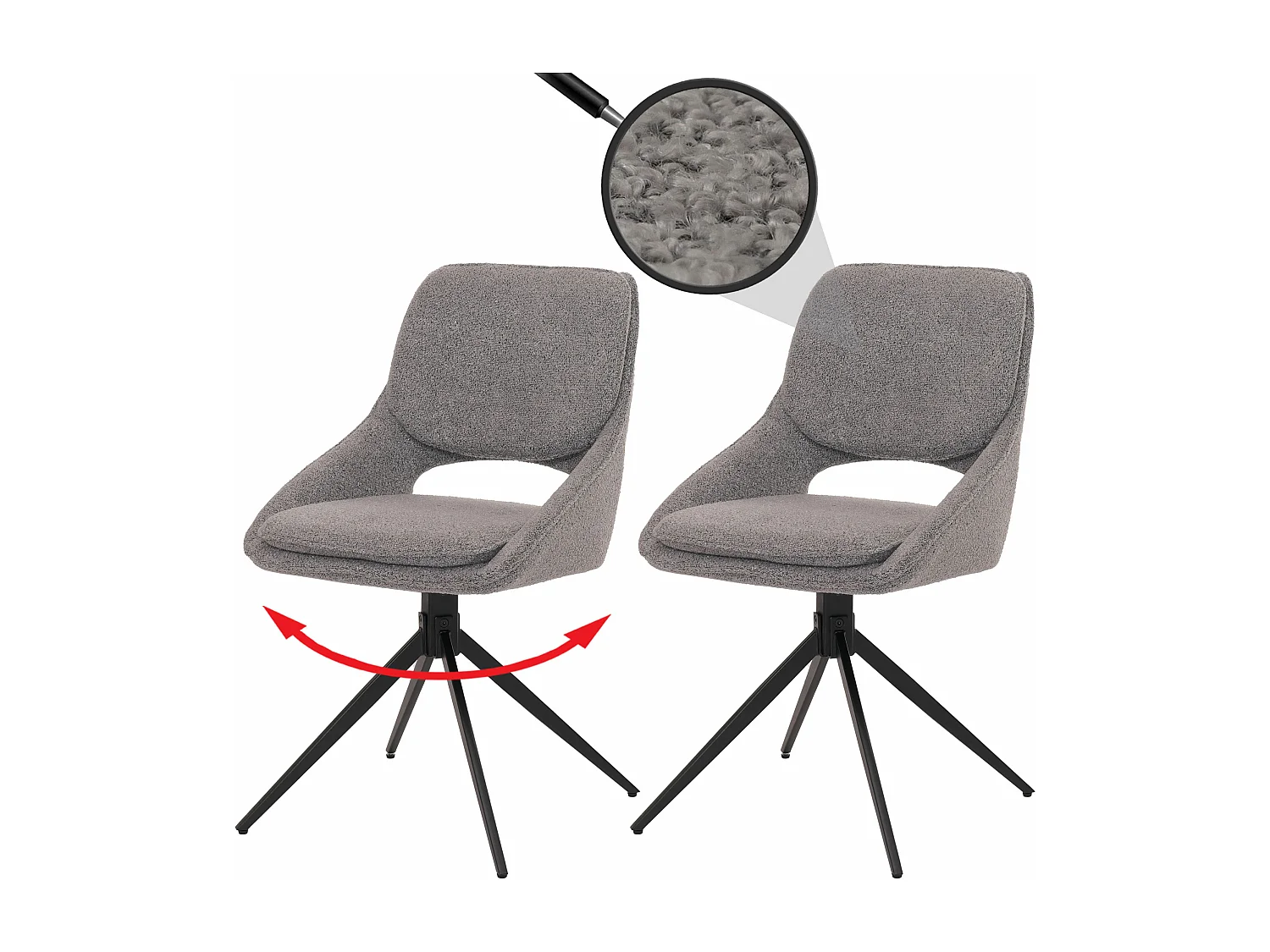 Chaise de salle à manger MCW-N73 (lot de 2),  gris