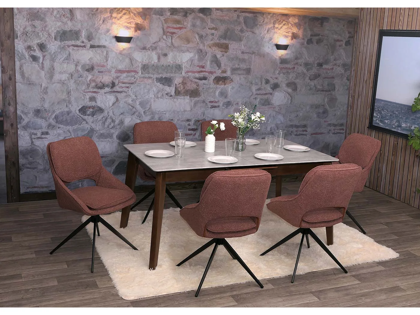 Chaise de salle à manger MCW-N73 (lot de 2),  marron