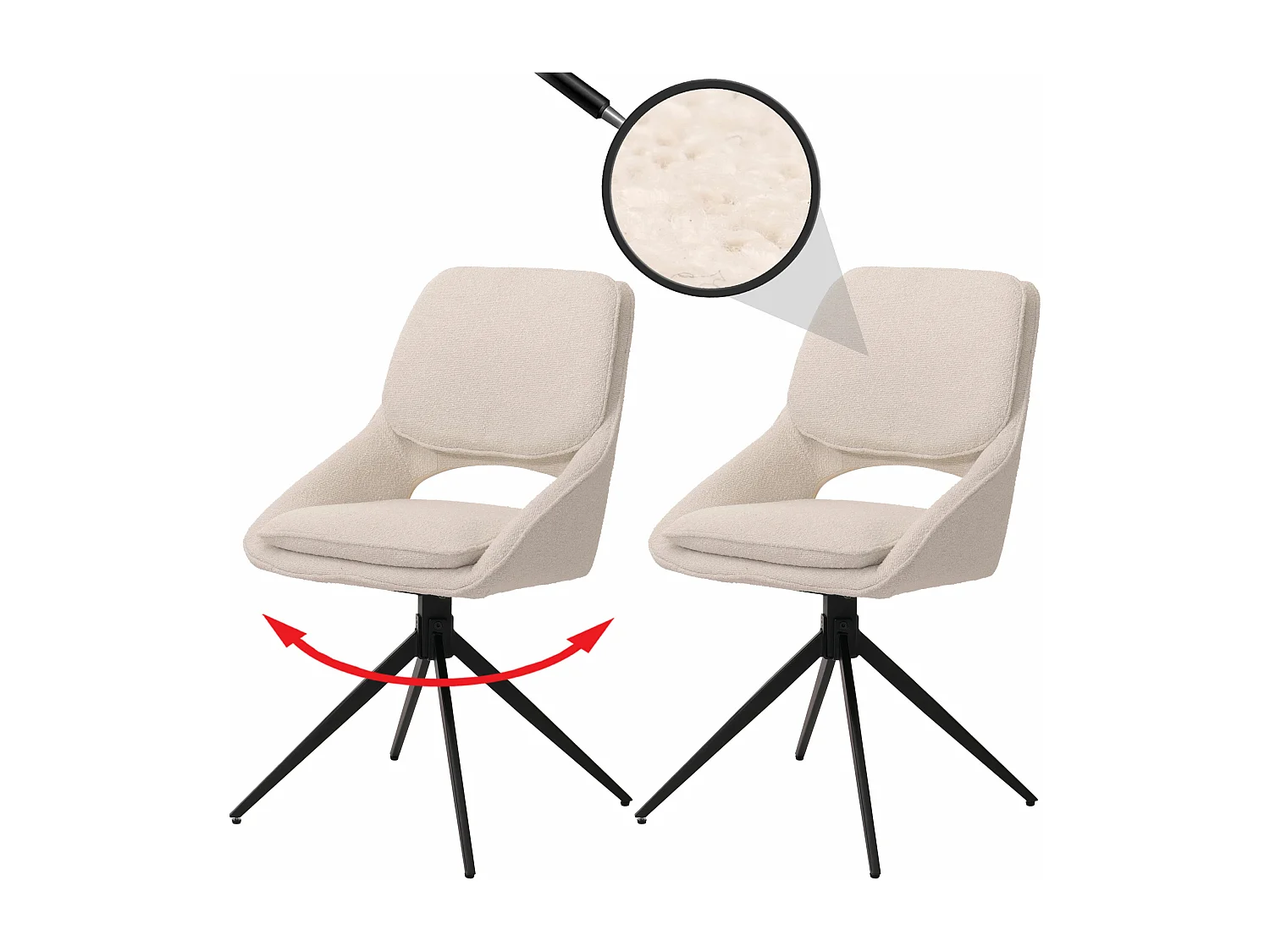 Chaise de salle à manger MCW-N73 (lot de 2),  crème