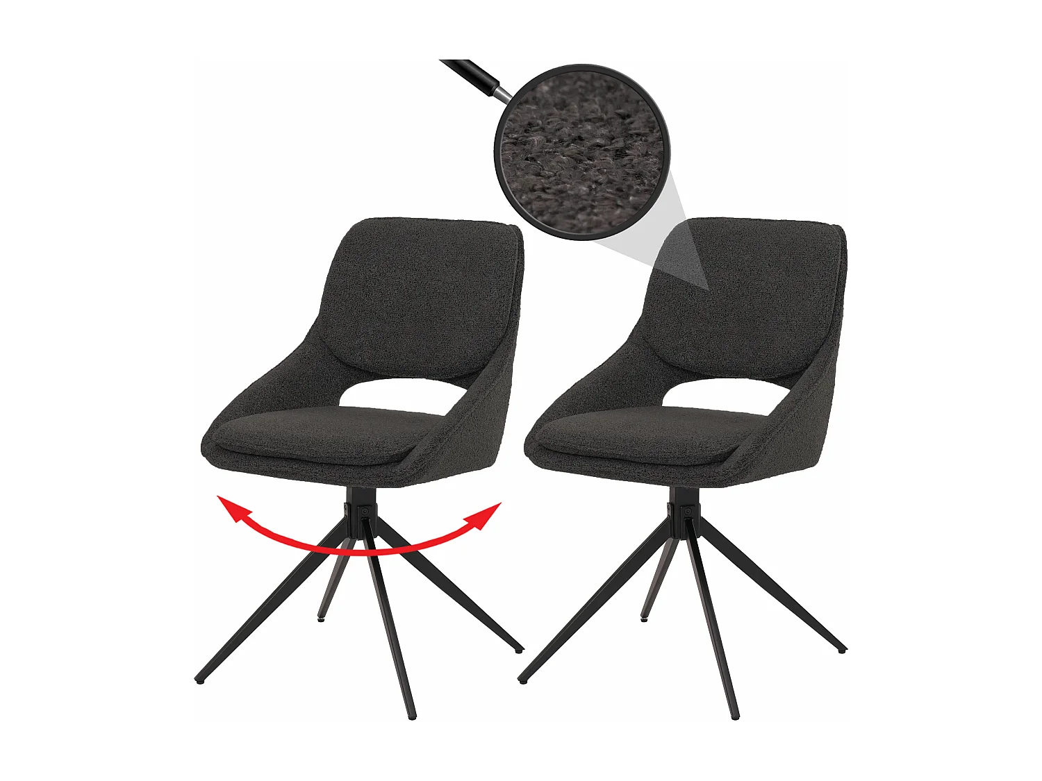 Cadeira de sala de jantar MCW-N73 (conjunto de 2),  cinza escuro