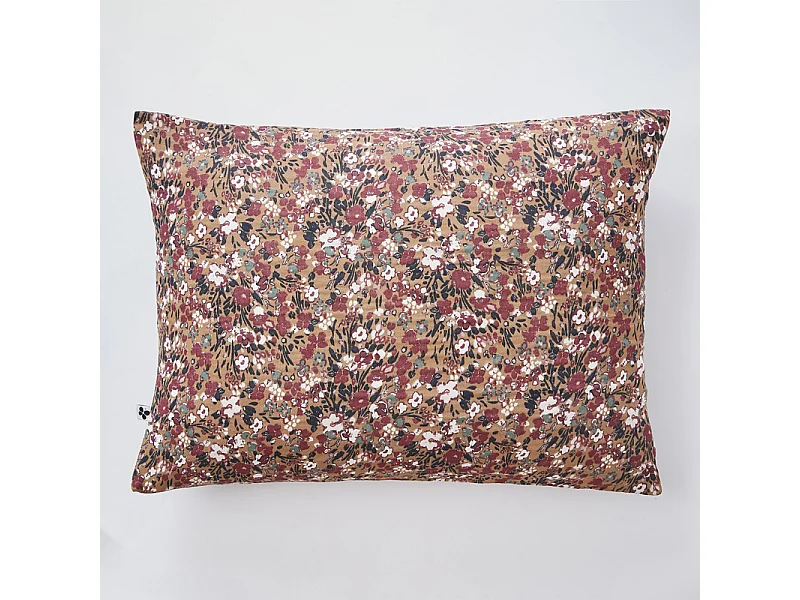 Lot 2 taies 50 x 70 cm en gaze de coton camel et fleuri - ISABELA 1