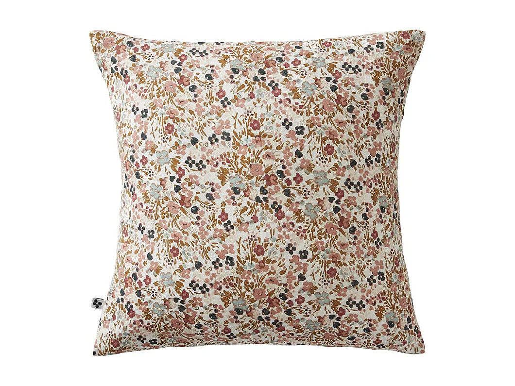 Lot 2 taies 60 x 60 cm en gaze de coton écru et fleuri - ISABELA 2