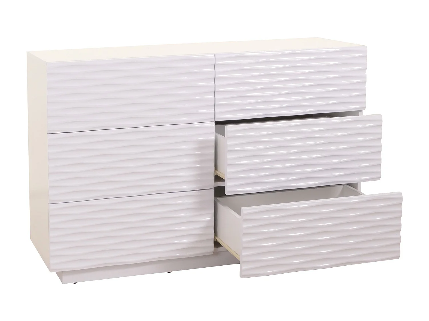 Kommode MCW-M52, Schrank Sideboard, 3D-Design Schubladen Push-to-open, 81x120x42cm Hochglanz weiß