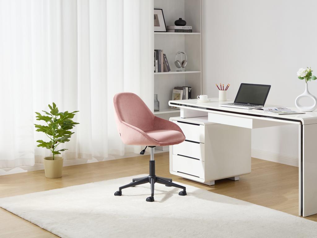 Bürostuhl höhenverstellbar - Samt - Rosa - NAODY günstig online kaufen