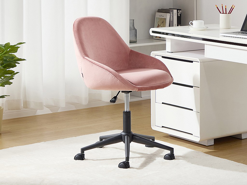 Kontorstol - Fløyel - Rosa - Regulerbar høyde - NAODY