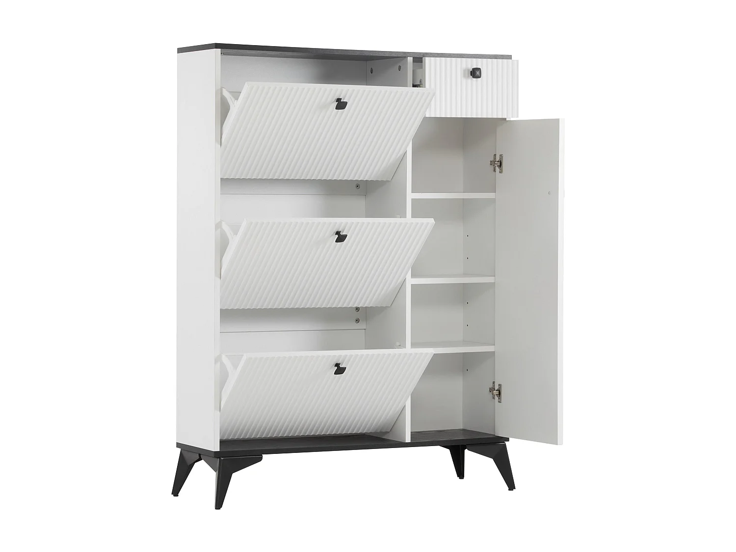 Armoire à chaussures étroite et élégante, blanc,d90cm×h121cm