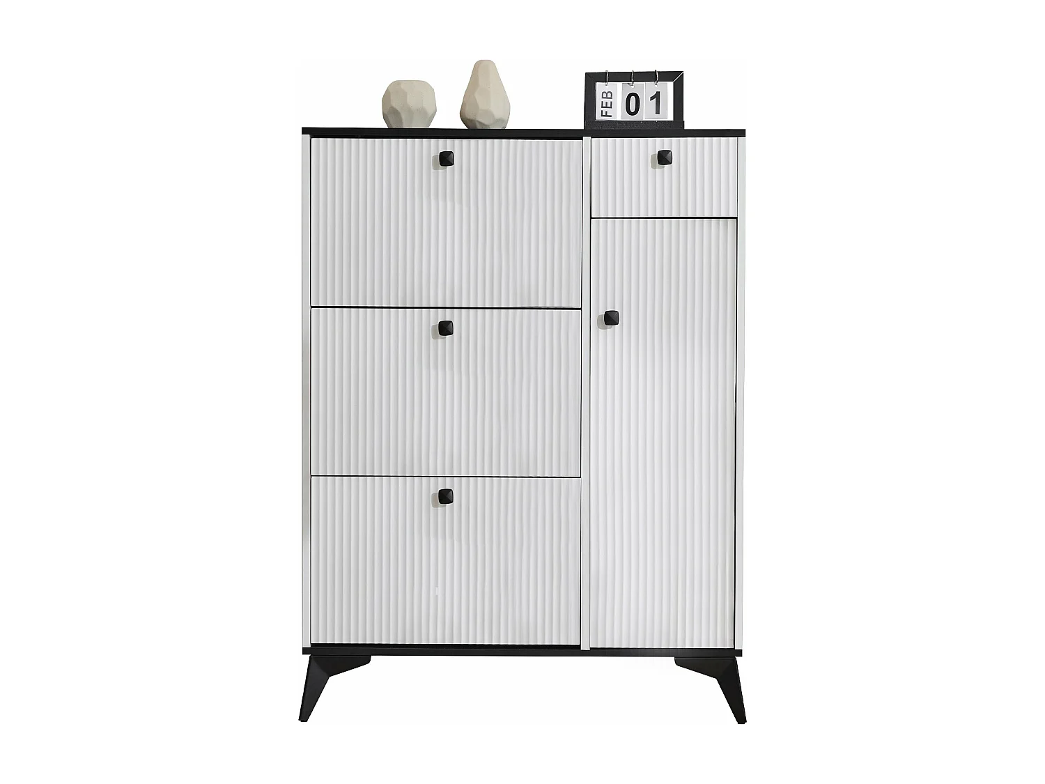 Armoire à chaussures étroite et élégante, blanc,d90cm×h121cm