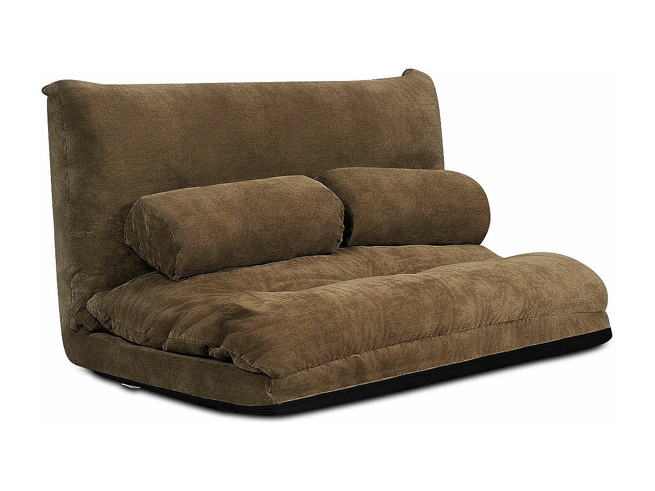 Canapé-lit Paresseux Pliable, Canapé de Sol Réglable 90°-180° à 6 Positions avec 2 Oreillers Café