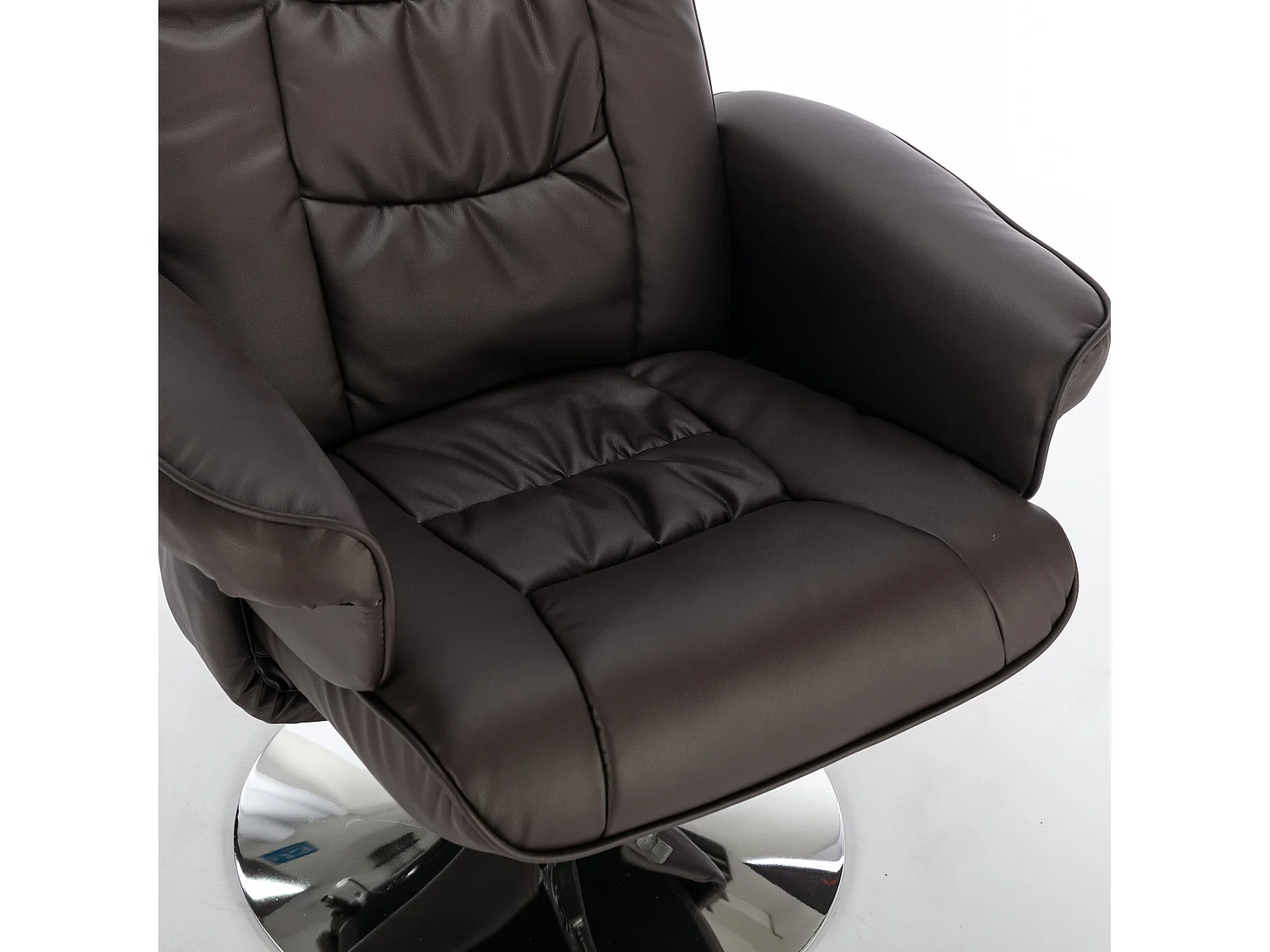 Fauteuil de massage en cuir pu avec repose-pieds,brun,d79 cm×h106cm