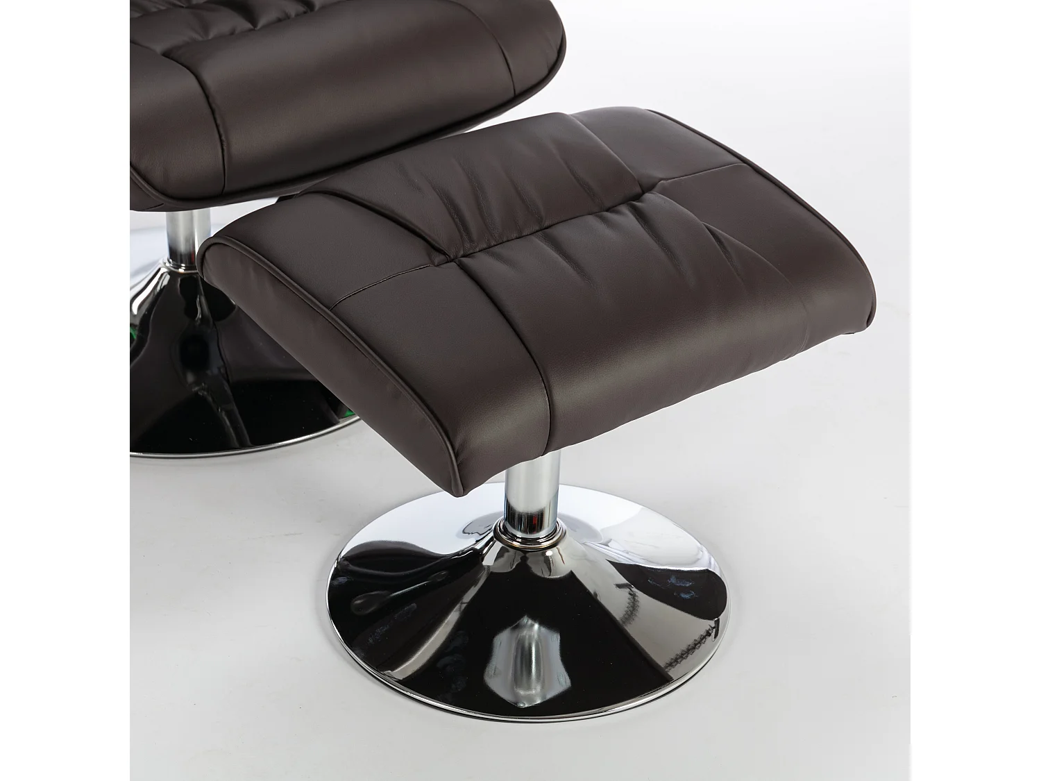 Fauteuil de massage en cuir pu avec repose-pieds,brun,d79 cm×h106cm