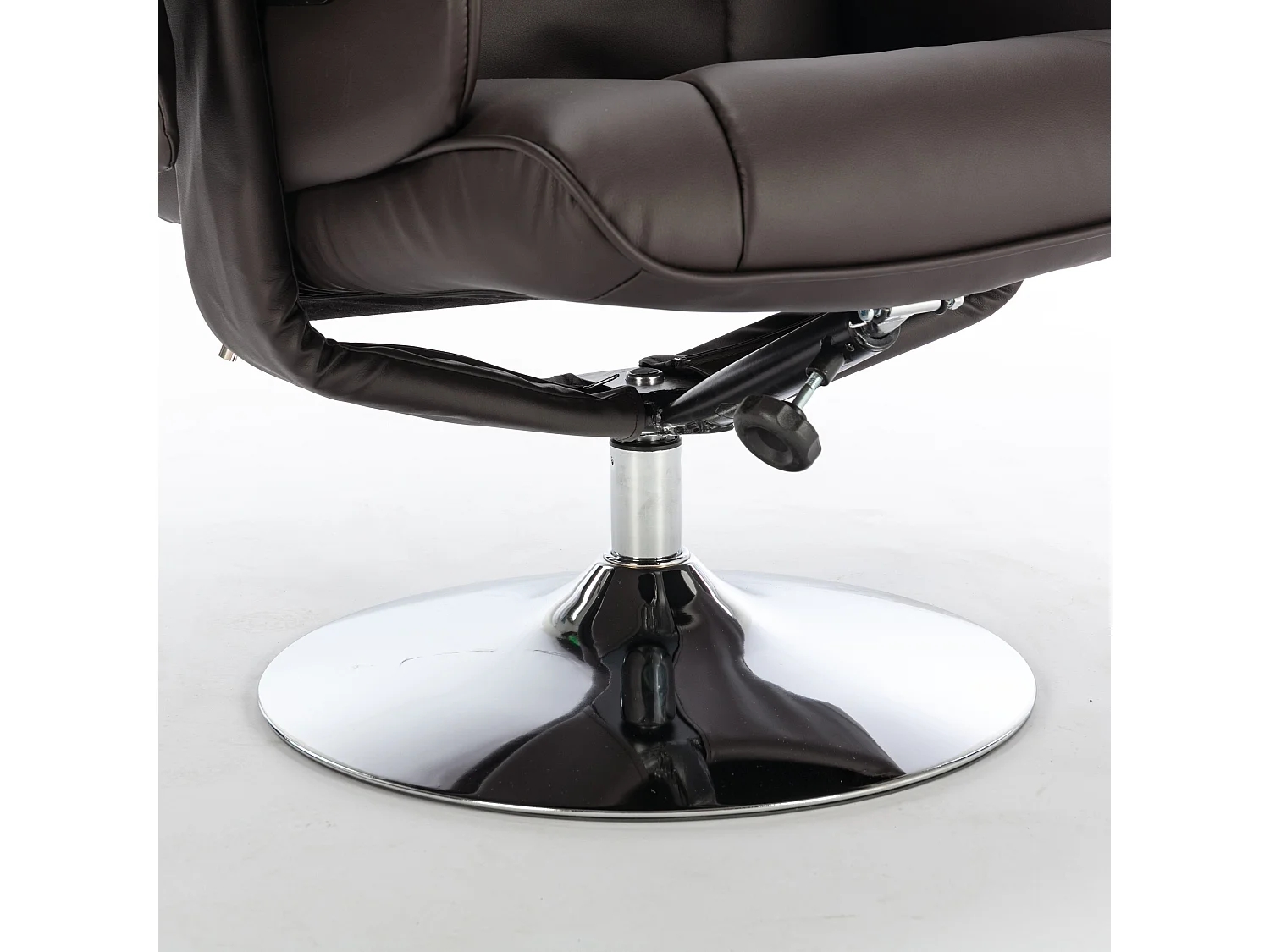 Fauteuil de massage en cuir pu avec repose-pieds,brun,d79 cm×h106cm