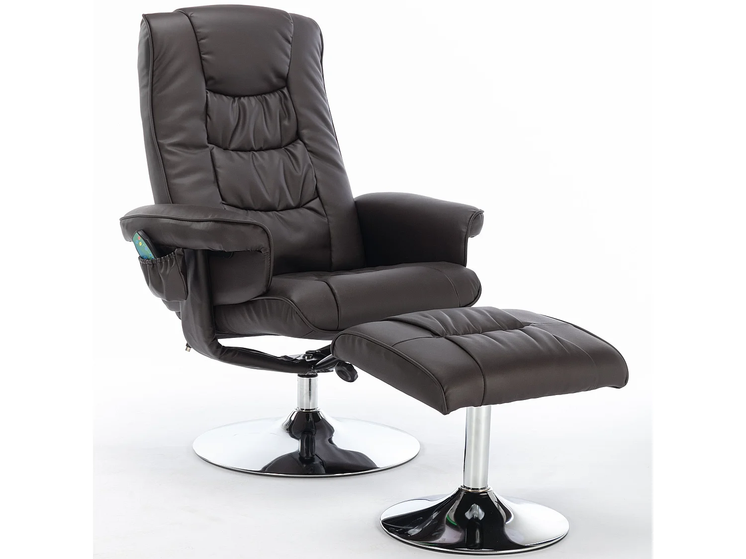Fauteuil de massage en cuir pu avec repose-pieds,brun,d79 cm×h106cm