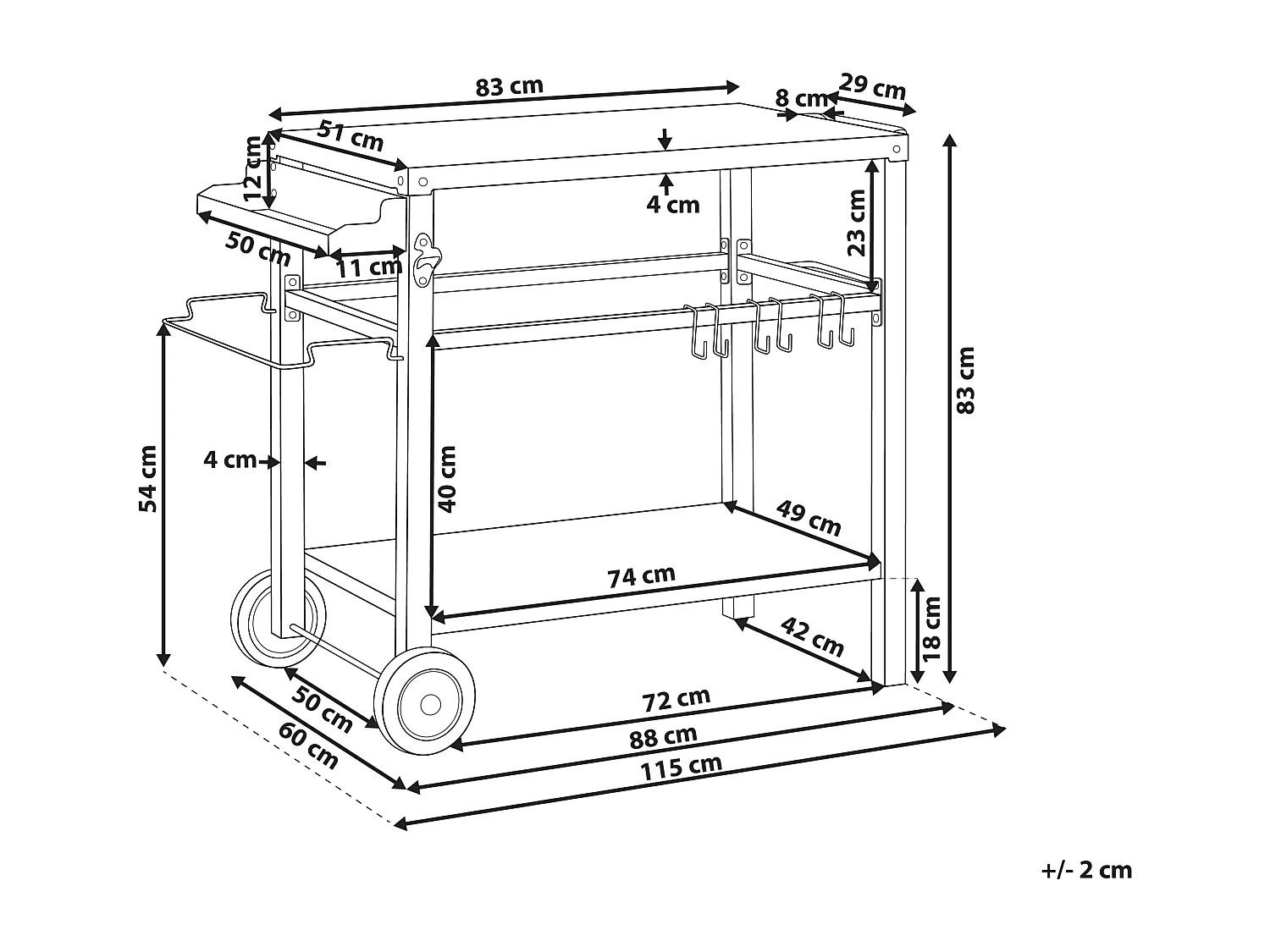 Outdoor-Servierwagen STALETTI Metall Schwarz
