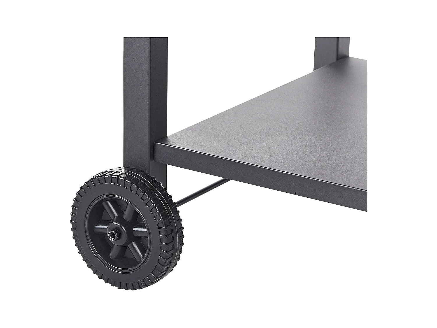 Garten Servierwagen Metall schwarz / silber 2 Etagen mit Edelstahlplatte Spiazzi