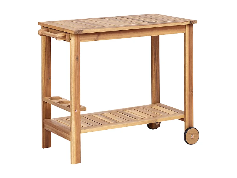 Carrito de bebidas para jardín SASSARI II Madera de acacia certificada Marrón claro