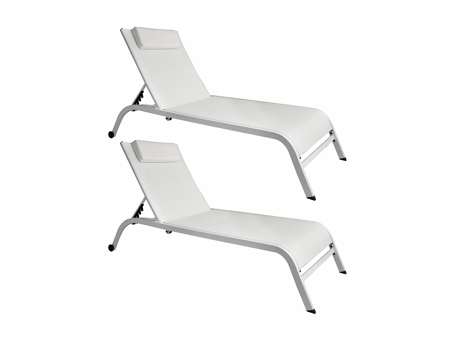 Now's Home - Lot De 2 Chaises Longues En Acier Inoxydable Blanc