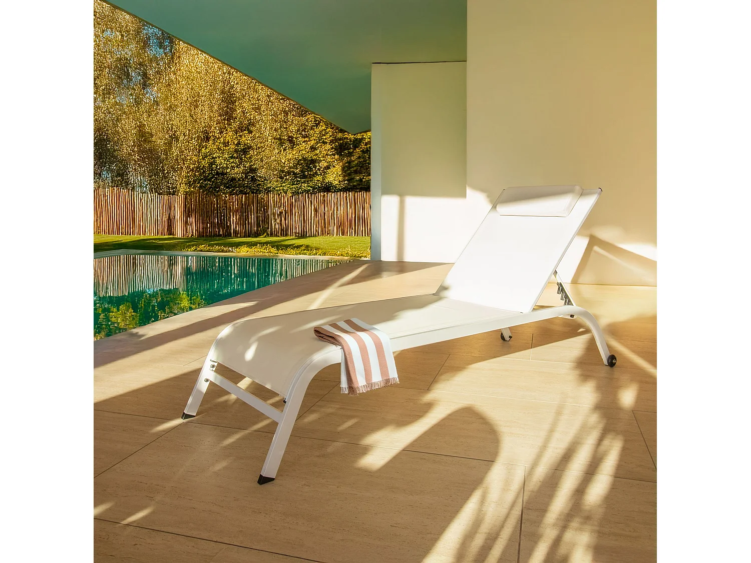 Now's Home - Lot De 2 Chaises Longues En Acier Inoxydable Blanc