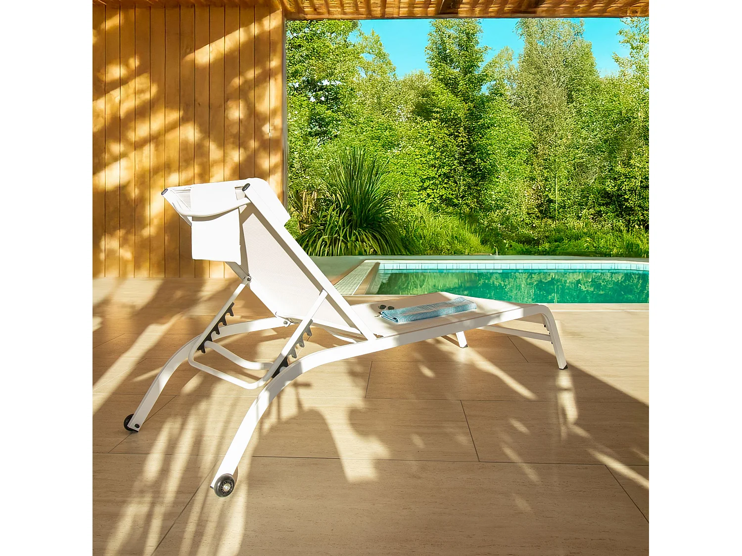 Now's Home - Lot De 2 Chaises Longues En Acier Inoxydable Blanc