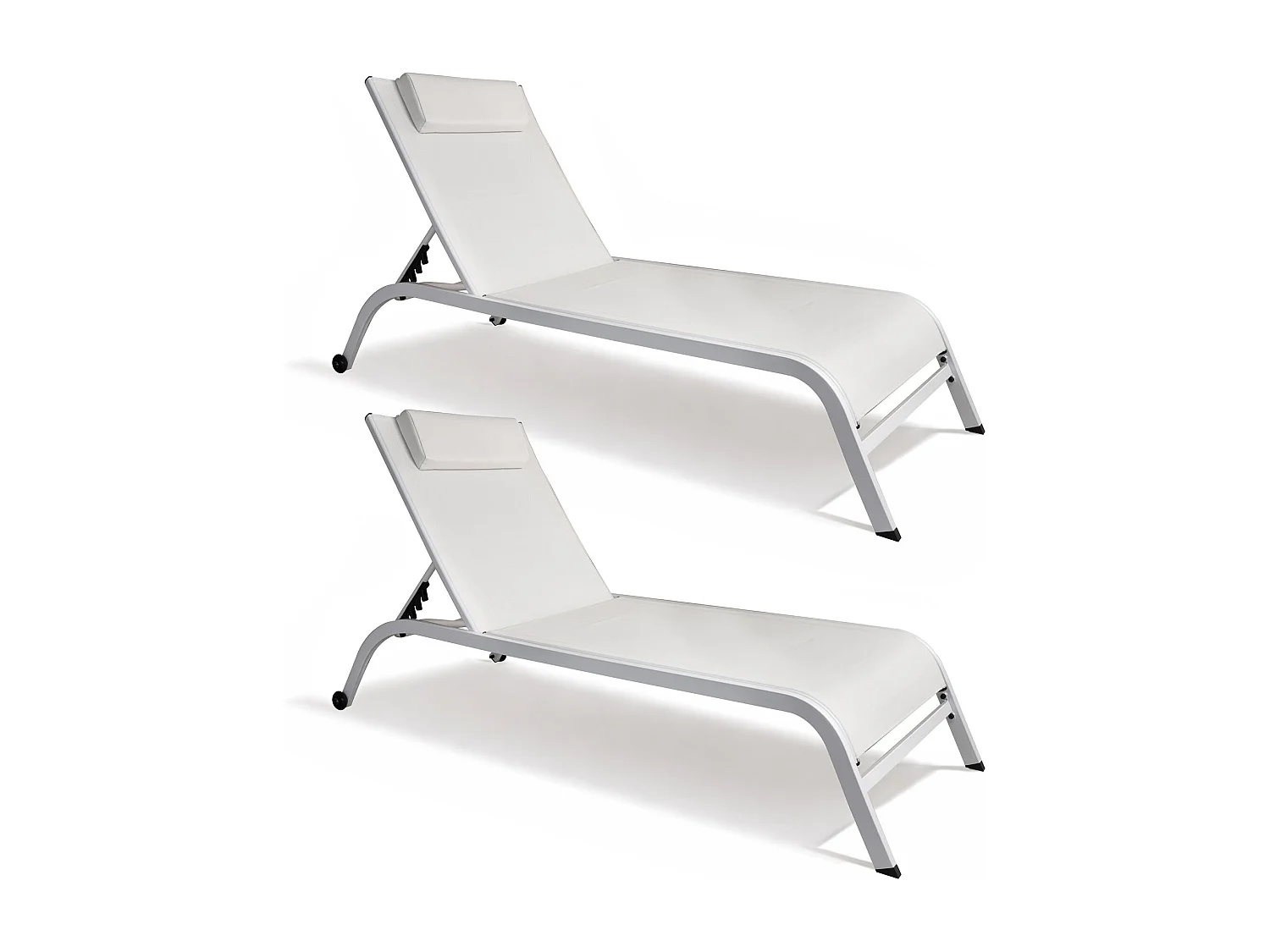Now's Home - Lot De 2 Chaises Longues En Acier Inoxydable Blanc