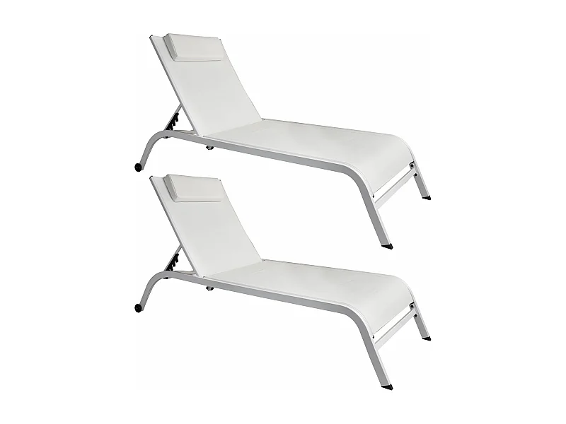 Now's Home - Lot De 2 Chaises Longues En Acier Inoxydable Blanc
