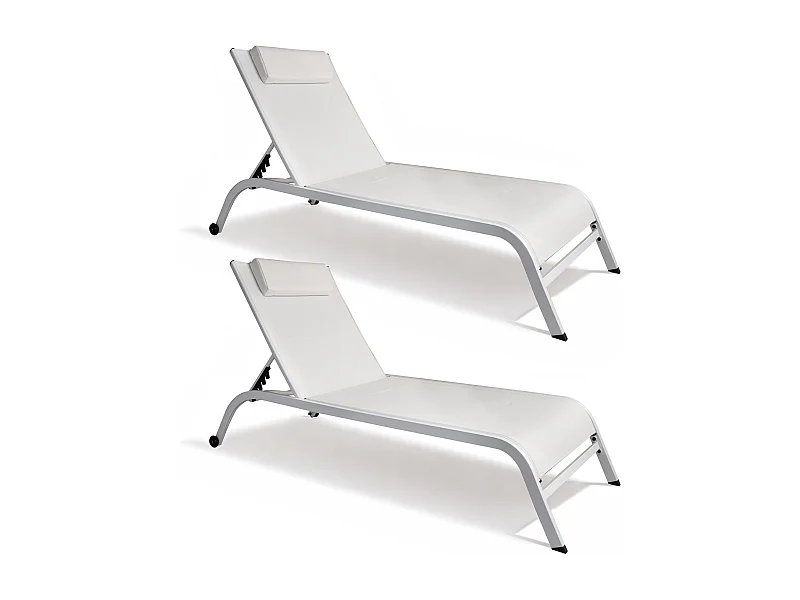 Now's Home - Lot De 2 Chaises Longues En Acier Inoxydable Blanc