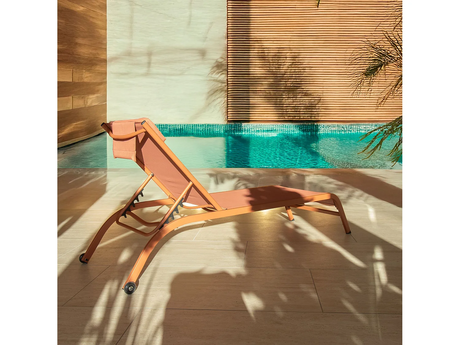 Now's Home - Lot De 2 Chaises Longues En Acier Inoxydable Corail