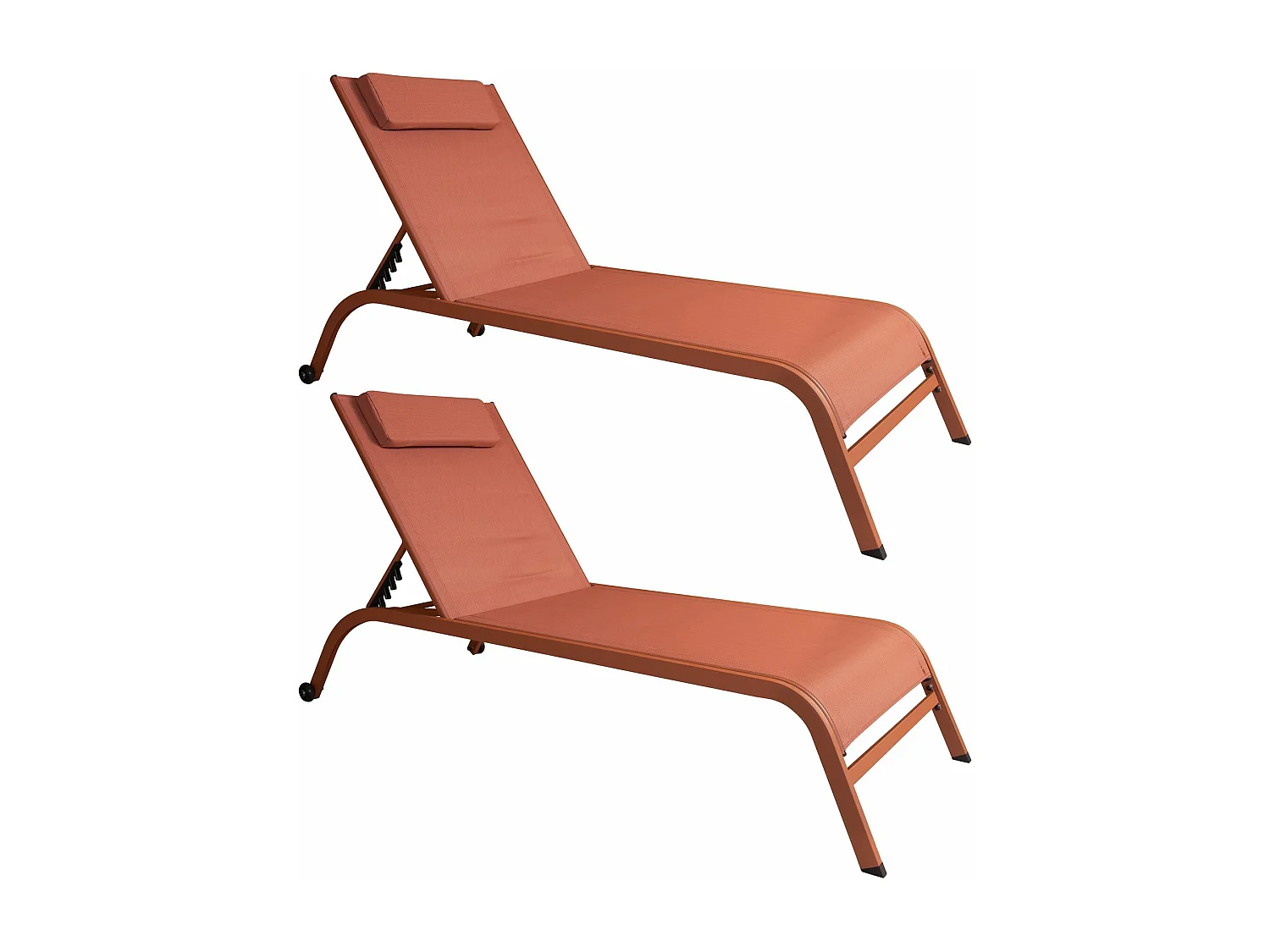 Now's Home - Lot De 2 Chaises Longues En Acier Inoxydable Corail