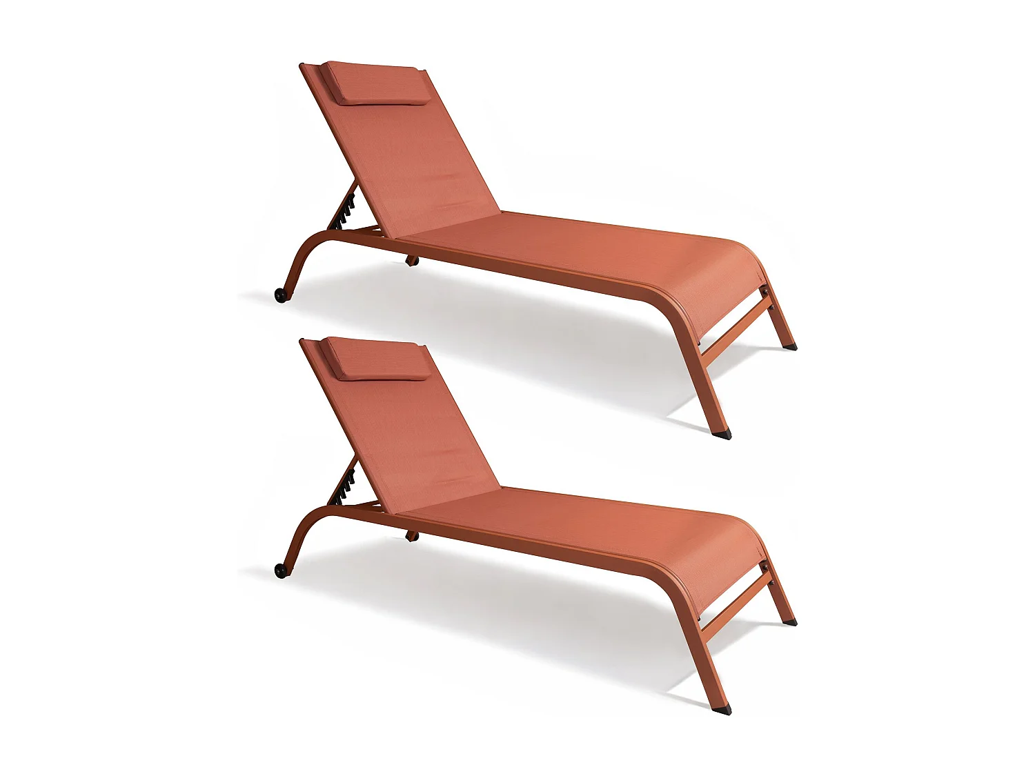 Now's Home - Lot De 2 Chaises Longues En Acier Inoxydable Corail