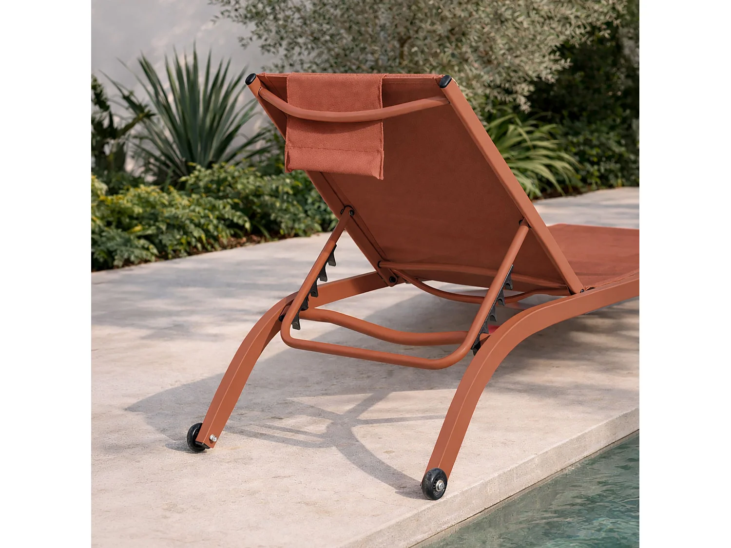 Now's Home - Lot De 2 Chaises Longues En Acier Inoxydable Corail