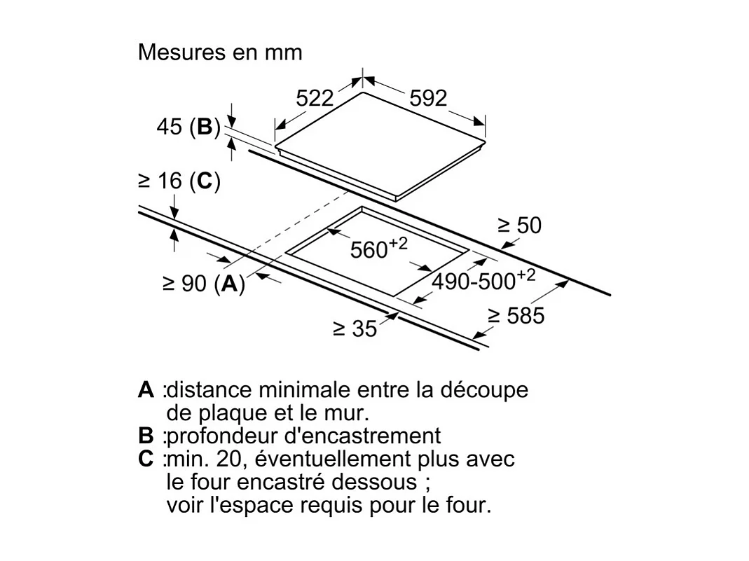 Bosch Table de cuisson vitrocéramique 60cm 4 feux 6600w noir - PKE611BB8E