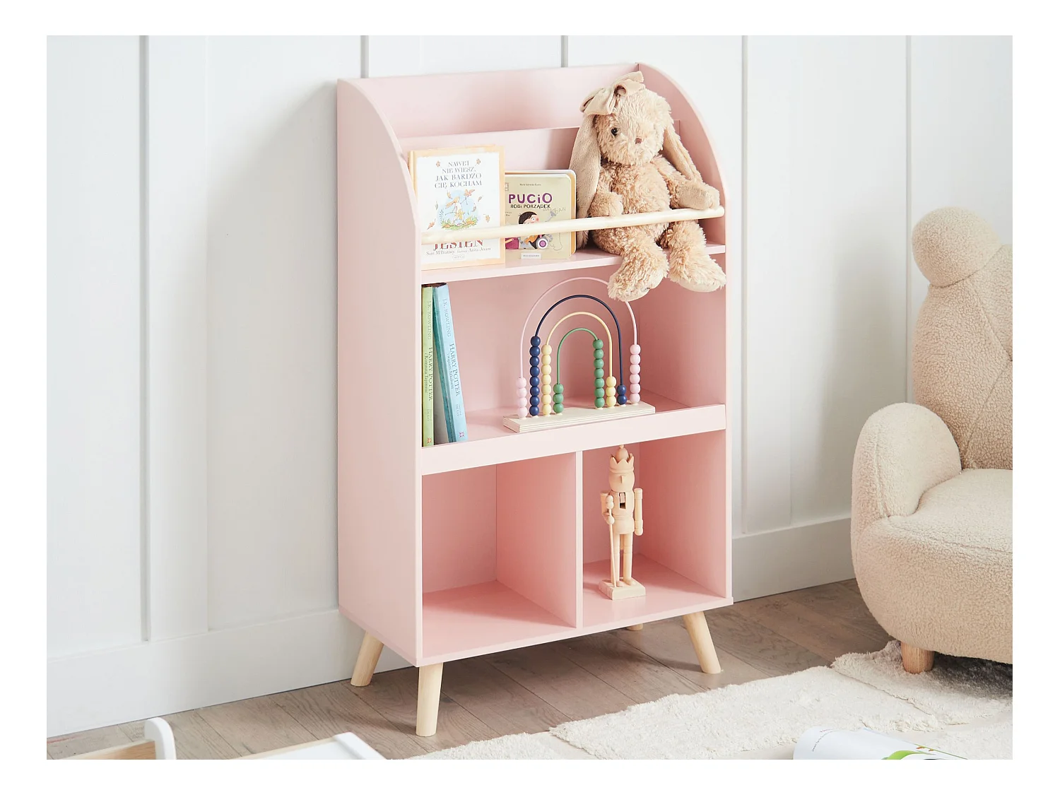 Bücherregal rosa Kiefernholz MDF Kinderzimmer Liloet