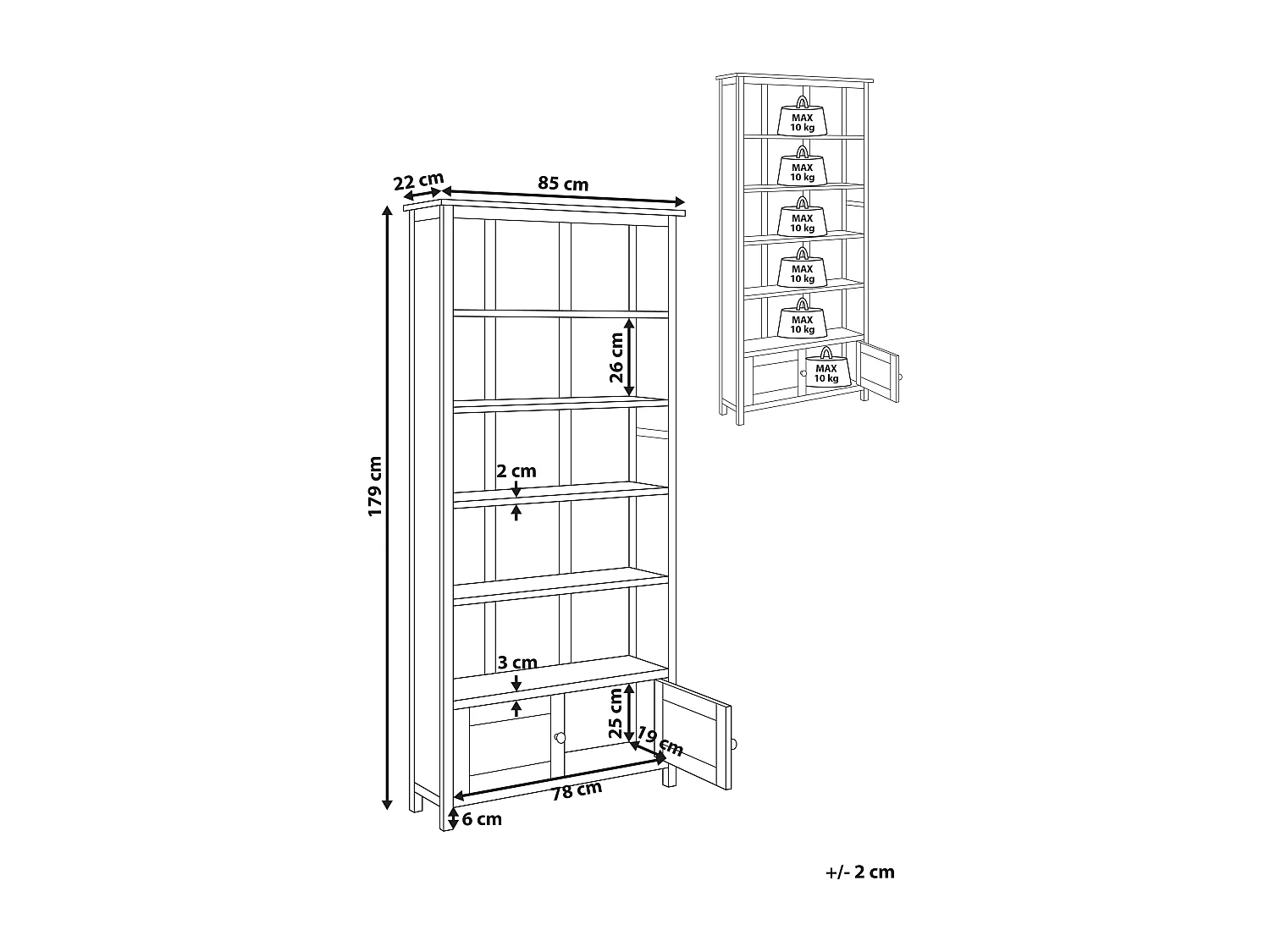 Bibliothèque SALTON Sassafras 179 cm Marron
