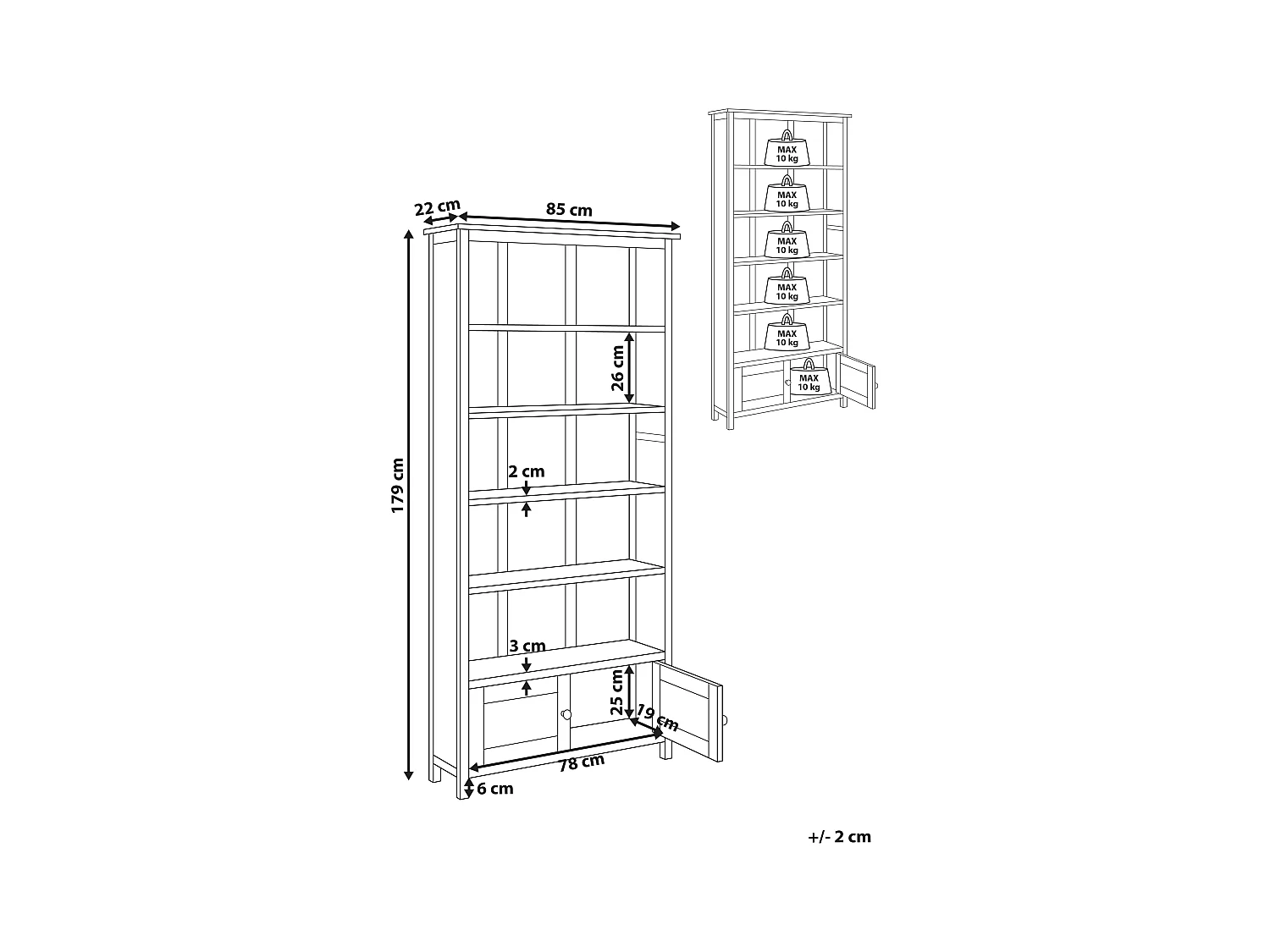 Bücherschrank SALTON Holz 179 cm Braun