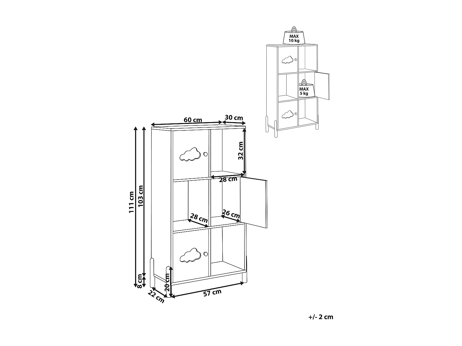 Libreria CLOUDY Derivati del legno 111 cm Bianco