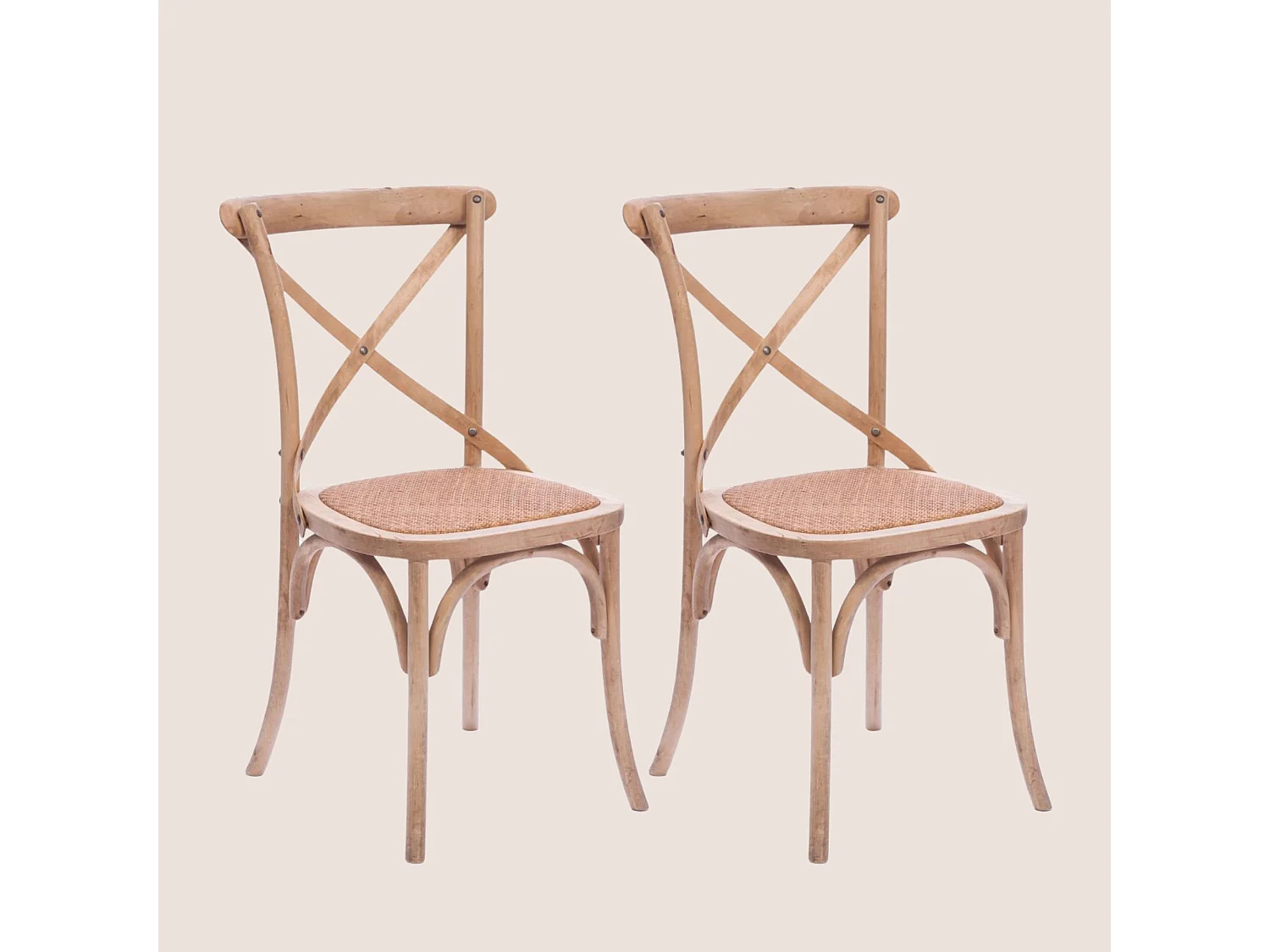 Chaises bistrot en bois massif naturel (lot de 2) - ESTAMINET