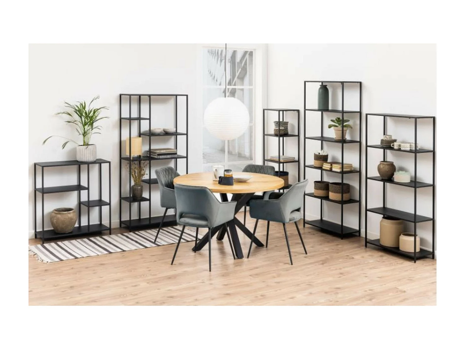 Bibliothèque scandinave en métal noir 3 tablettes - HARLOW