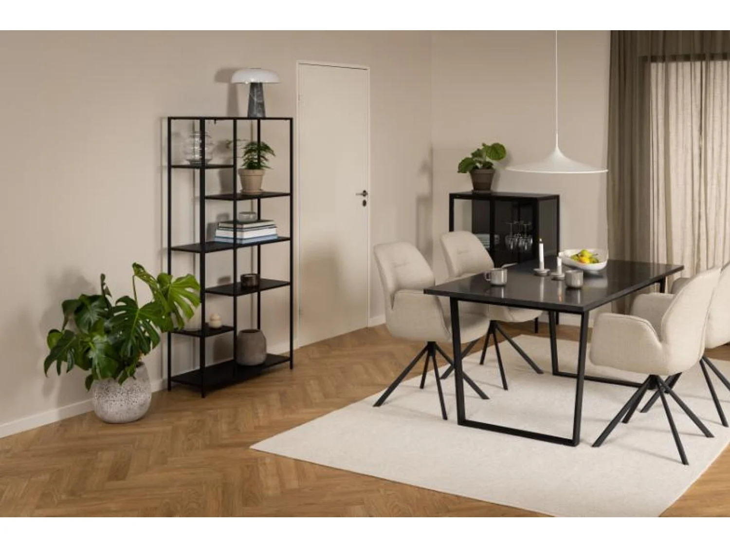 Bibliothèque scandinave en métal noir 6 tablettes - HARLOW