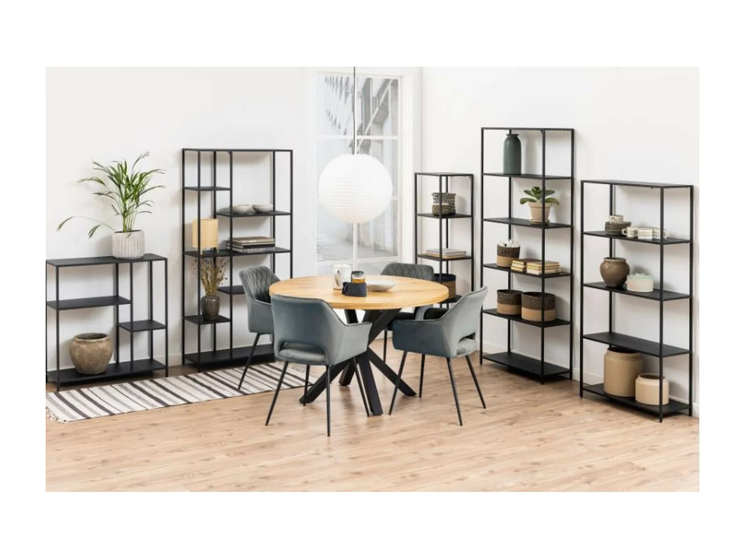 Bibliothèque scandinave en métal noir 6 tablettes - HARLOW