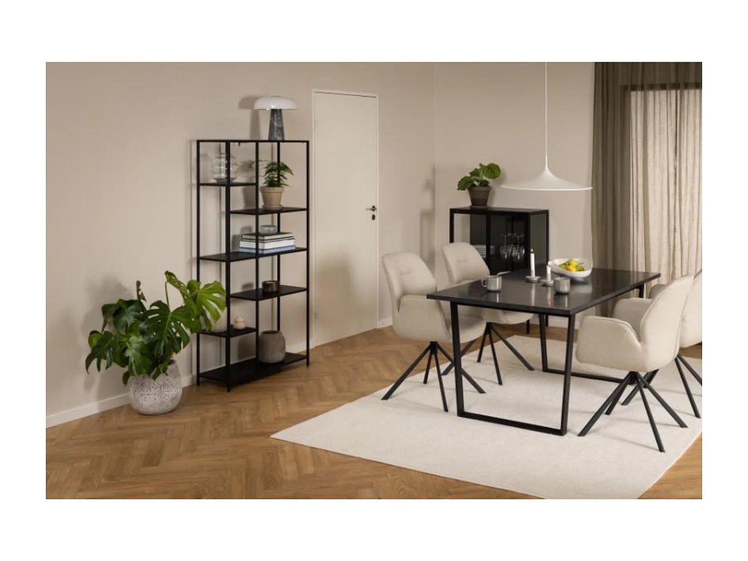 Bibliothèque scandinave en métal noir 6 tablettes - HARLOW