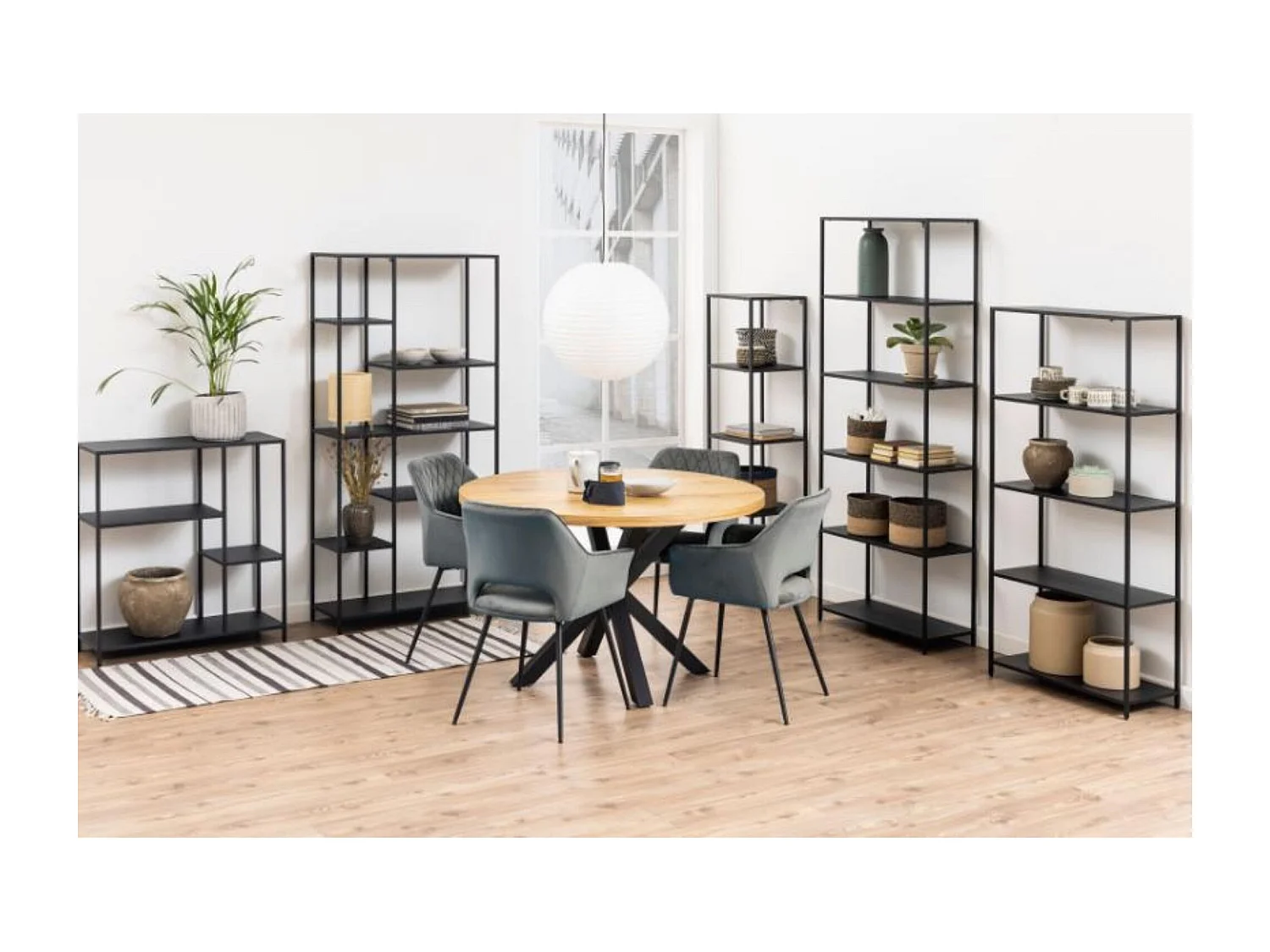 Bibliothèque scandinave en métal noir 6 tablettes - HARLOW