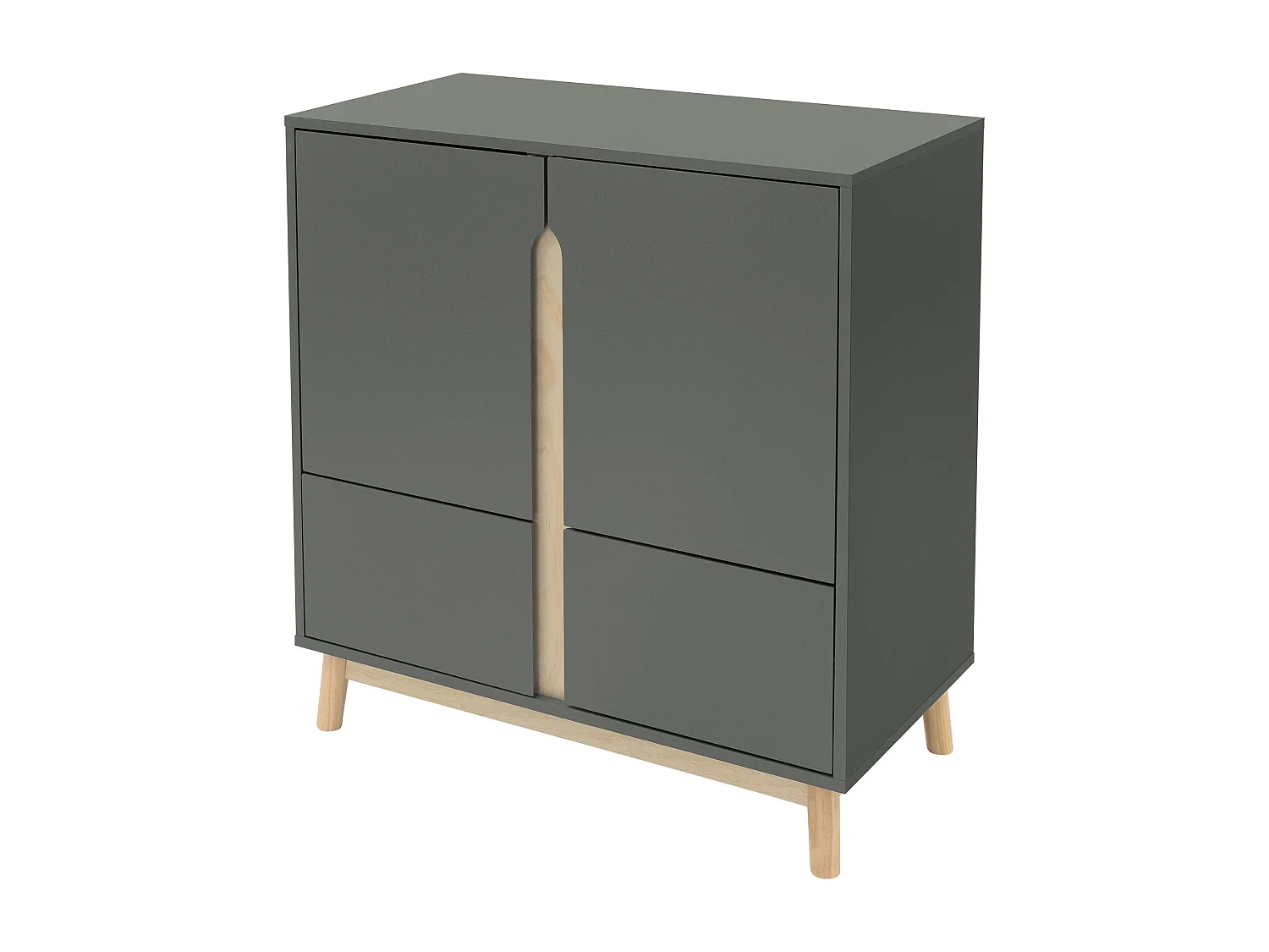 Credenza alta in MDF verde naturale con 4 ante 80x40x86 cm cassettiera a 4 ante