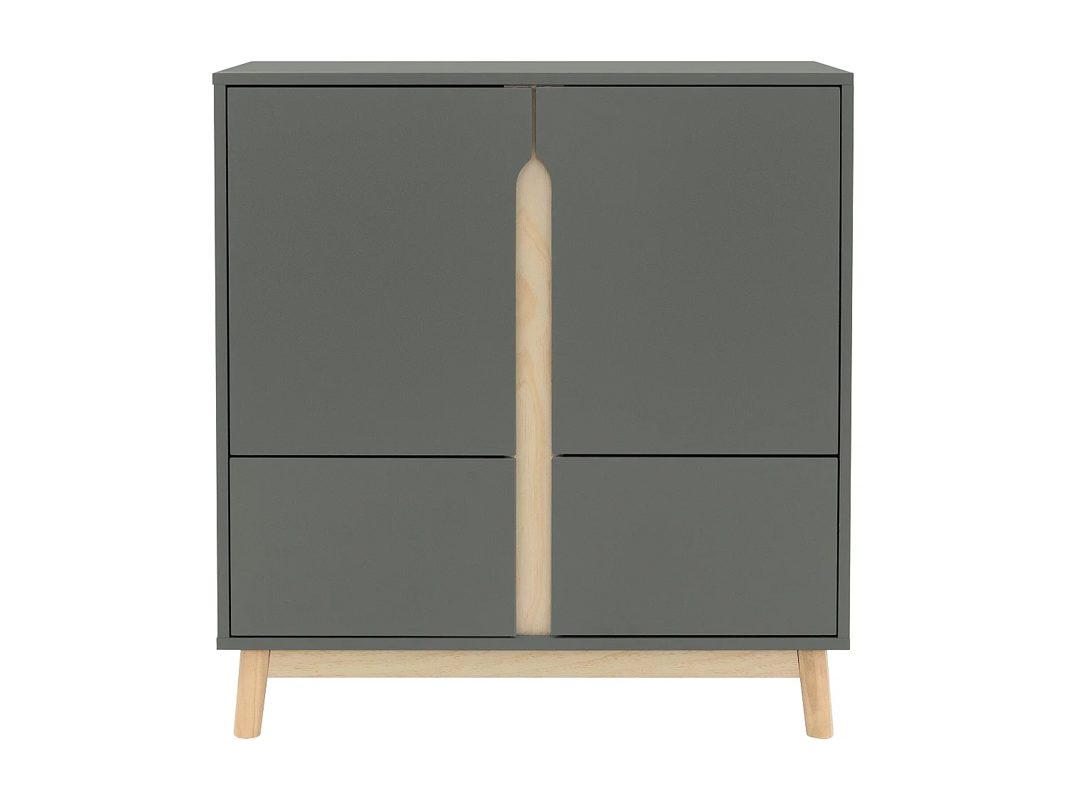 Credenza alta in MDF verde naturale con 4 ante 80x40x86 cm cassettiera a 4 ante