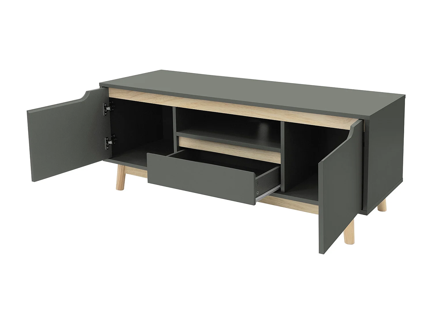 Mesa de TV hasta 55´´ tablero madera pino verde-natural gabinete de pie 120x40cm