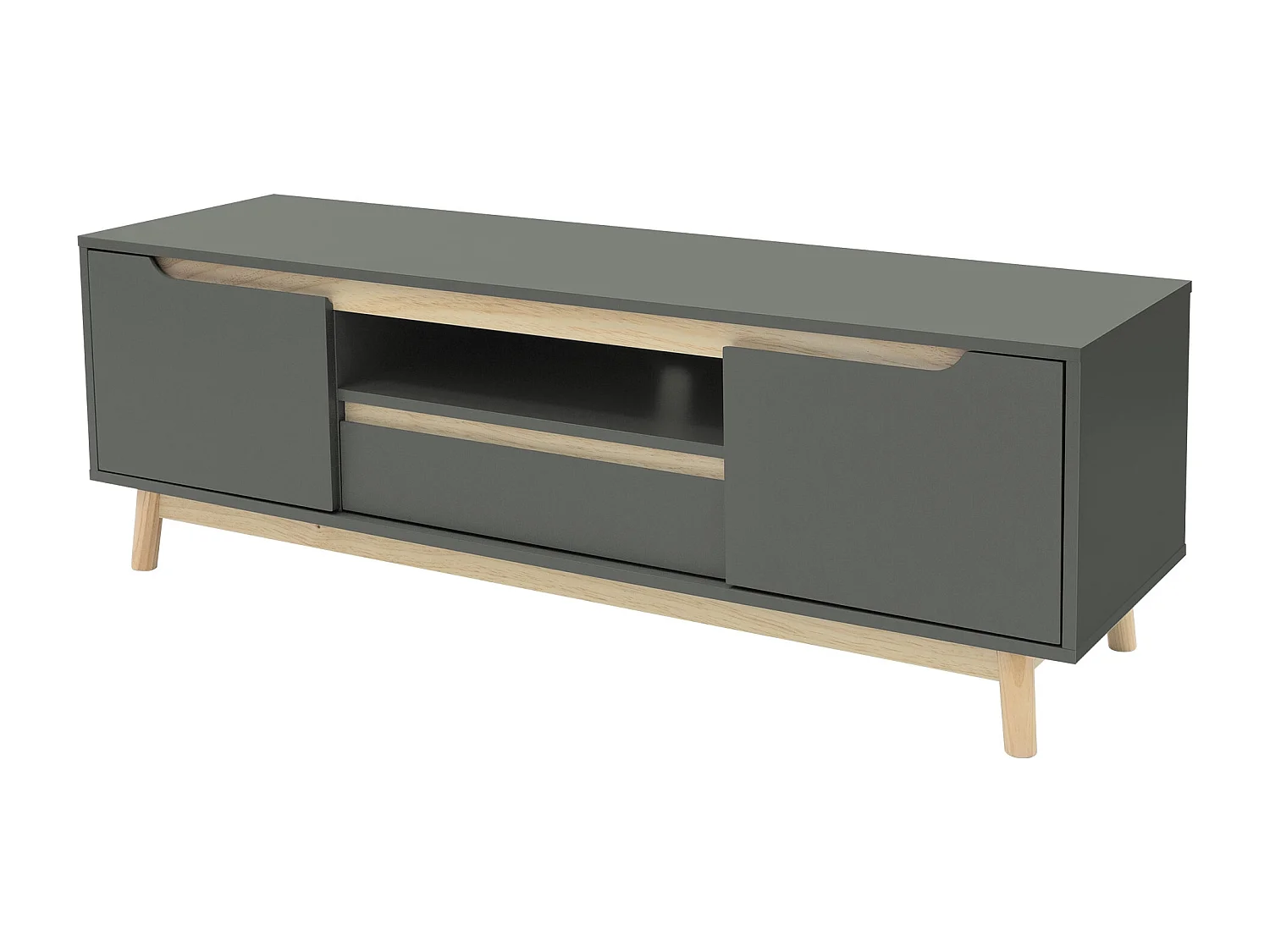 Mesa de TV hasta 65´´ tablero madera pino verde-natural gabinete de pie 140x40cm