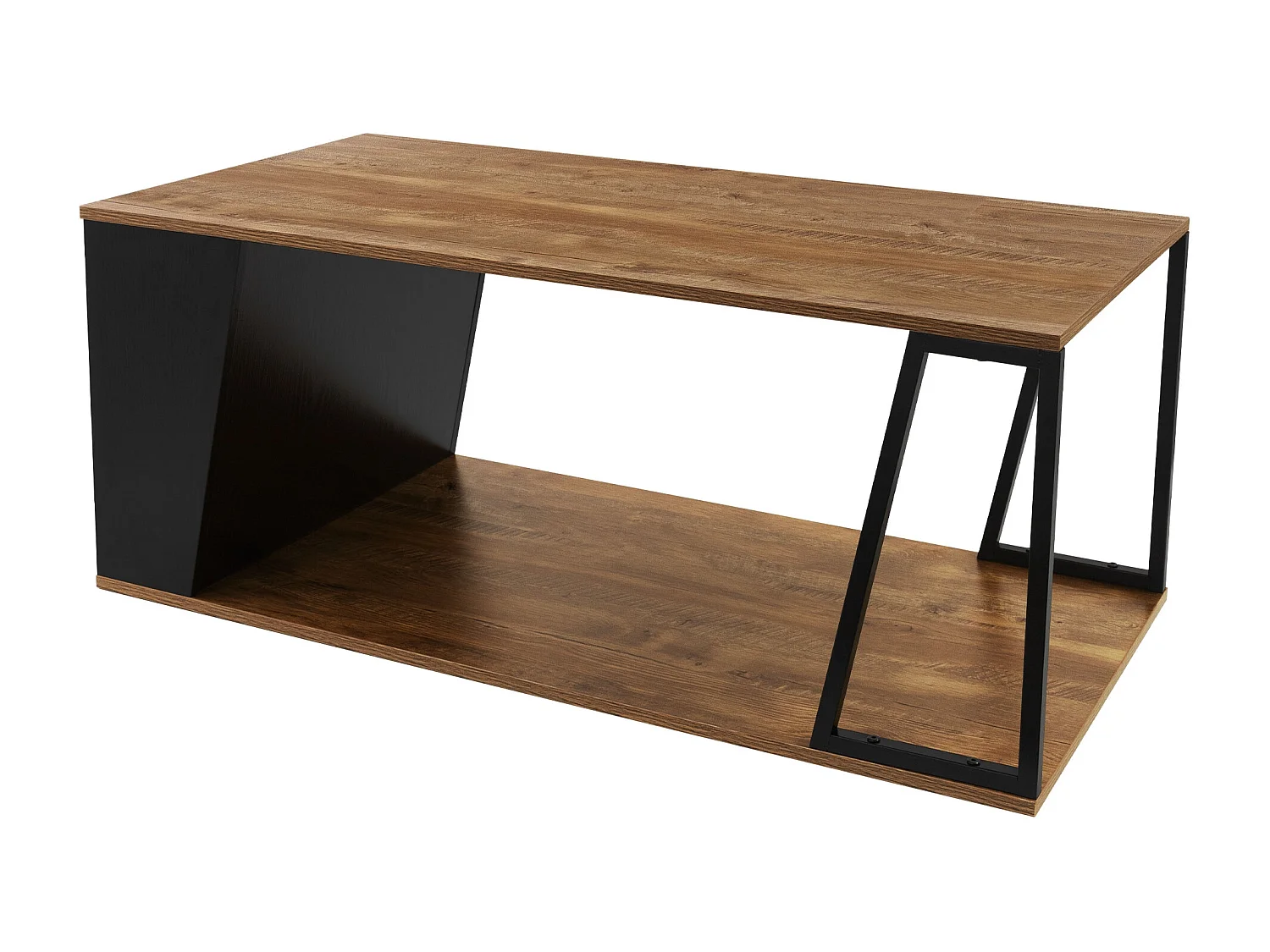 Mesa de centro marrón con estante mueble elegante auxiliar de salón 110x55x45 cm