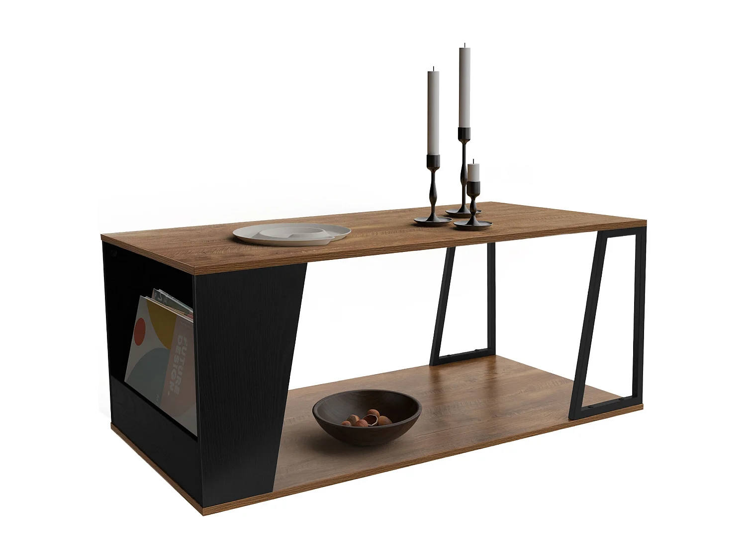 Mesa de centro marrón con estante mueble elegante auxiliar de salón 110x55x45 cm