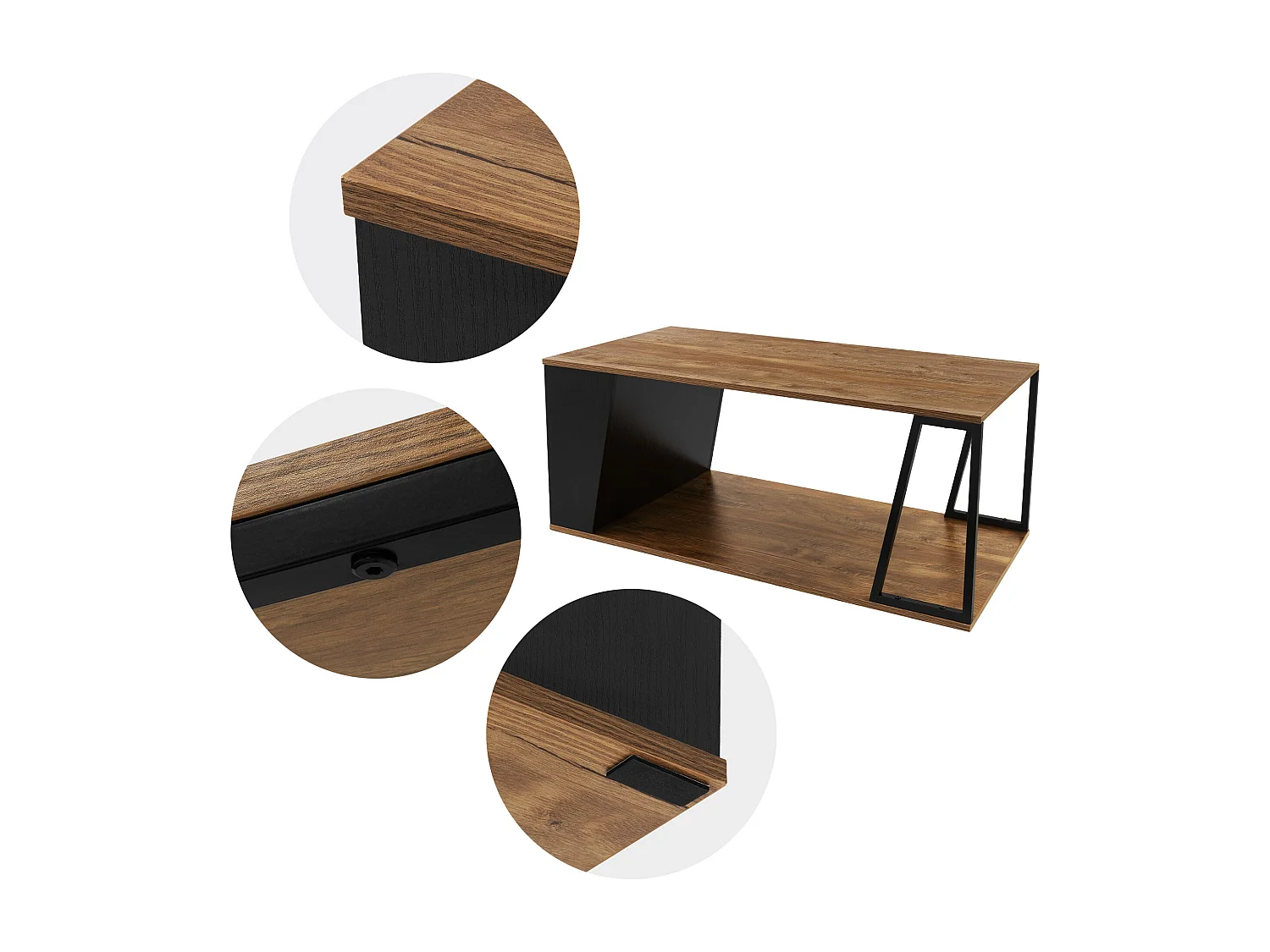 Mesa de centro marrón con estante mueble elegante auxiliar de salón 110x55x45 cm