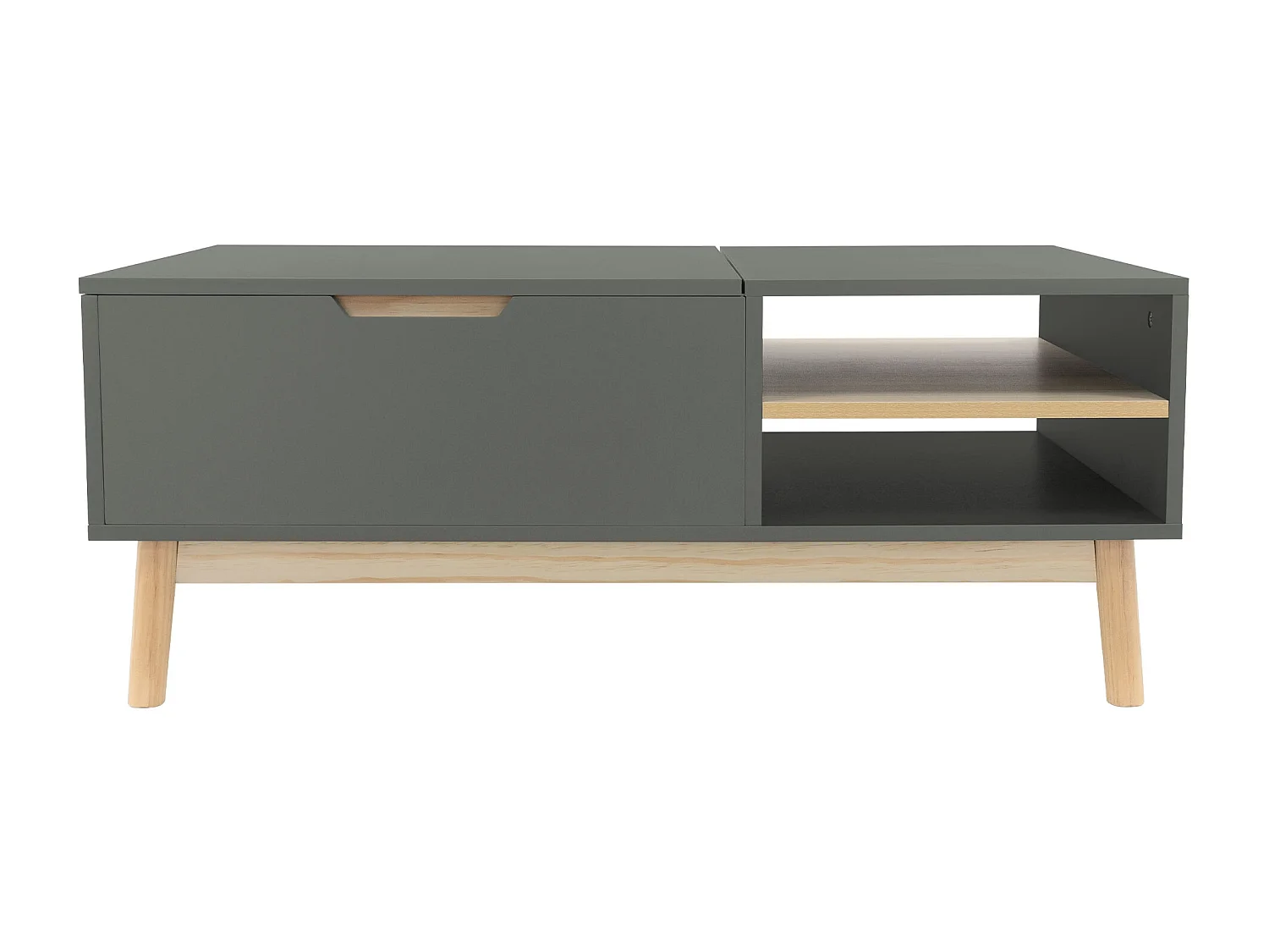 Mesa de centro verde-natural mueble de salón regulable en altura 100x56x40 cm