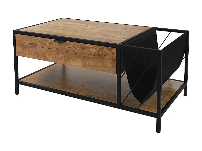 Table basse avec tiroir et porte-revues Table de salon marron 100x54x45cm